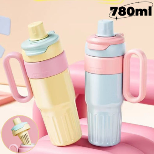 780ml Gradient Double Drink Thermal Mug Coffee Mug With Stainless Steel Lid Thermos Large Capacity Straw Cup For Men And Women