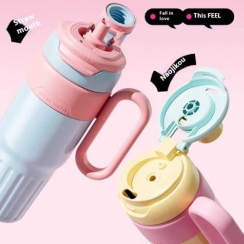 780ml Gradient Double Drink Thermal Mug Coffee Mug With Stainless Steel Lid Thermos Large Capacity Straw Cup For Men And Women